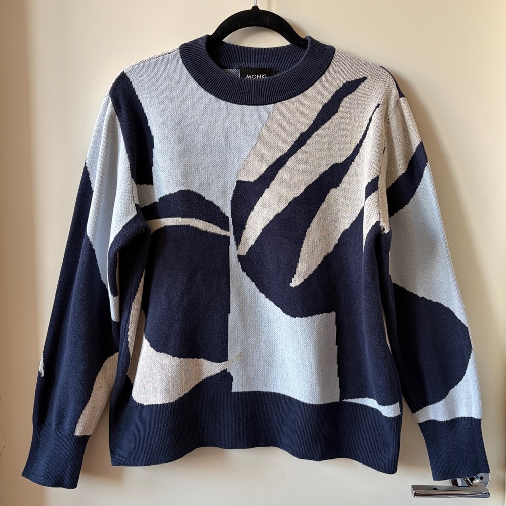 Monki tonal blue jacquard knitted sweater from ASOS